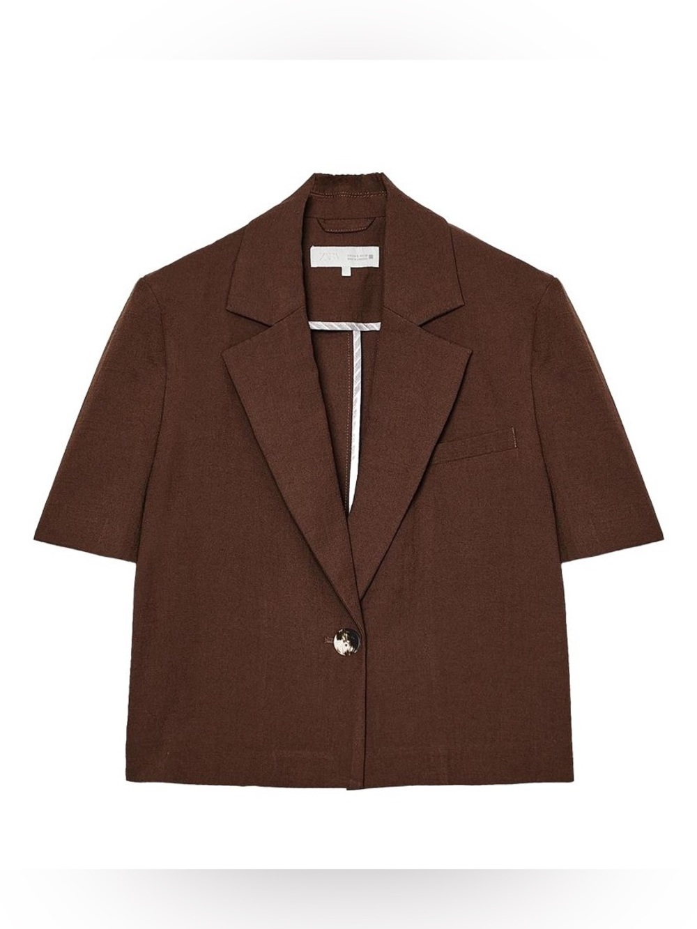 Brown Short-Sleeve Blazer Jacket